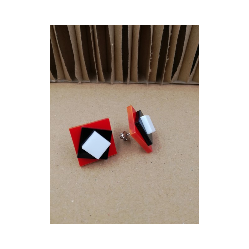 Orecchini quadri mini in rotazione 3